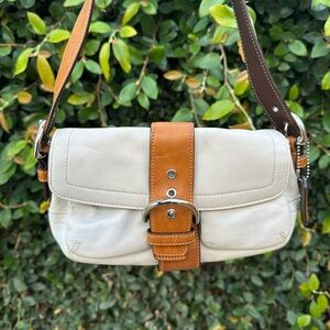 Coach White and Tan Shoulder Bag